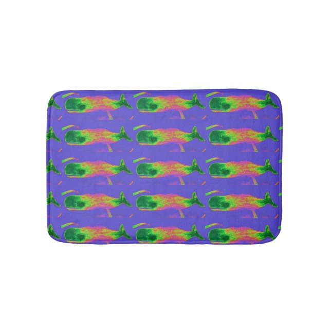 multi-colour whales pattern bath mat (Front)