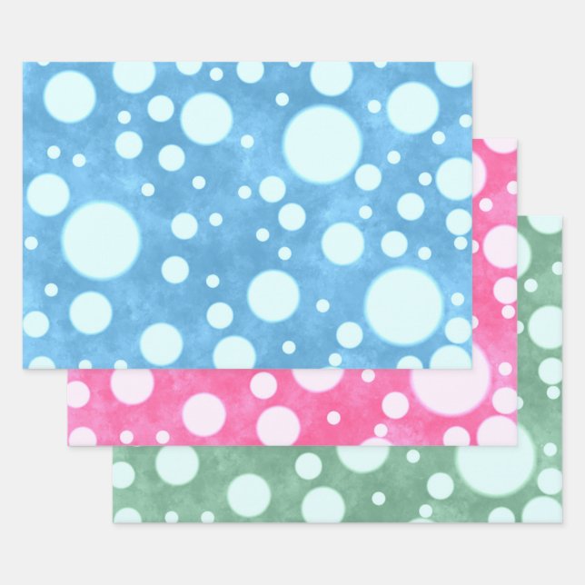 Multi-Colour White Polka Dots Pattern Decoupage Wrapping Paper Sheet (Set)