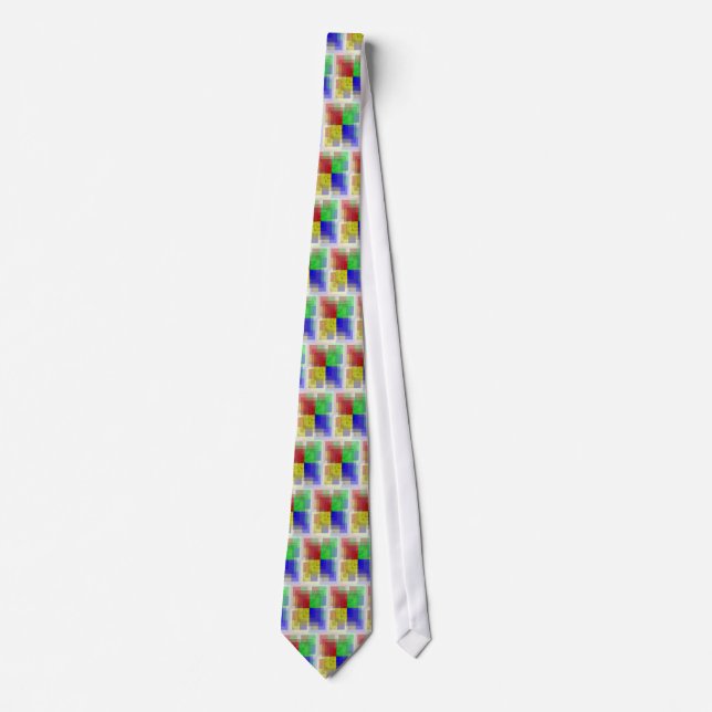 Multi-Colour Woodgrain Blocks Tie (Front)