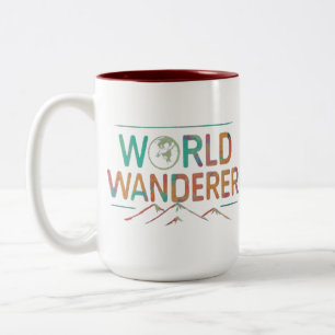 Multi colour world wondrer letter design  Two-Tone coffee mug