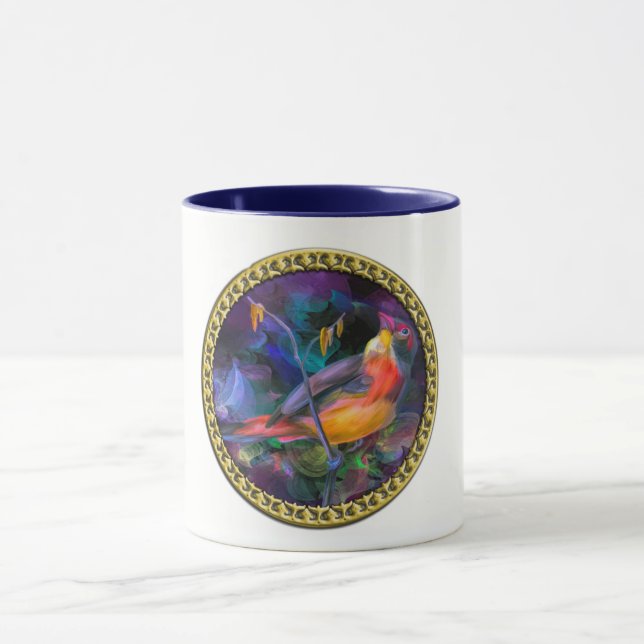 Multi Colour yellow and orange swallow bird Mug (Center)