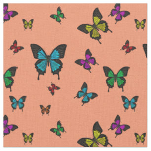 Multi coloured 2 Butterfies, Swallow tail Butterfl Fabric