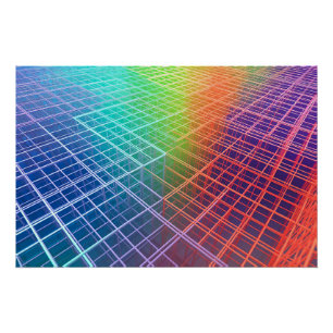 Multi-Coloured 3D Grid Poster