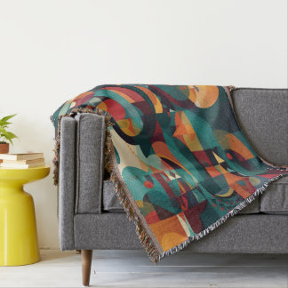 Multi-Coloured Abstract Art Cotton Throw Blanket