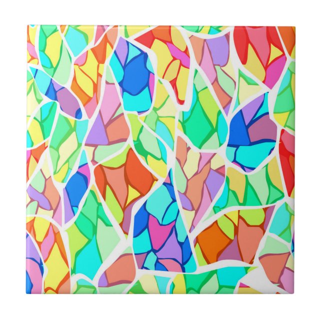 Multi-coloured abstract ceramic tile (Front)