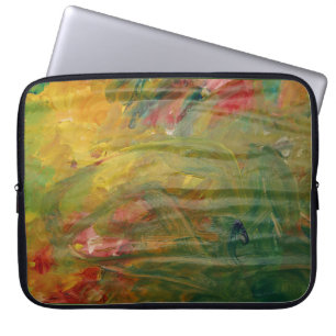 Multi coloured abstract on a laptop sleeve