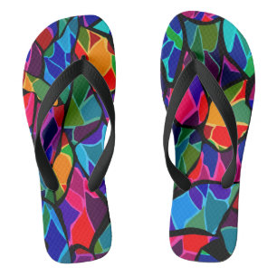 Multi-coloured abstract thongs