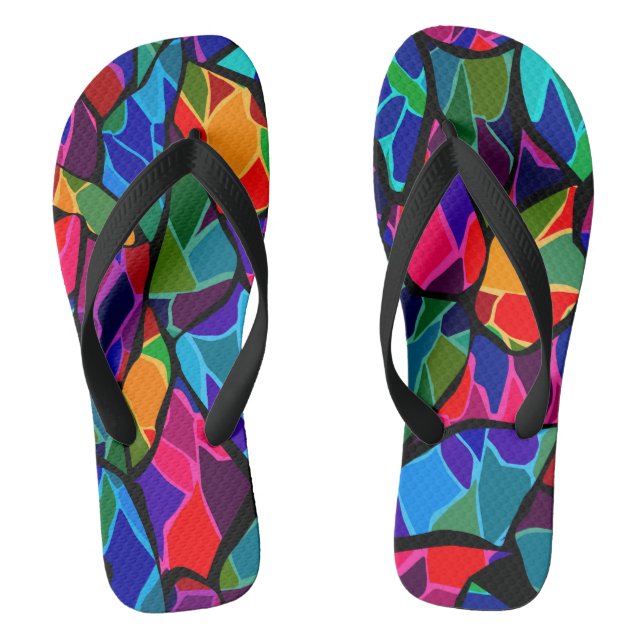 Multi-coloured abstract thongs (Footbed)