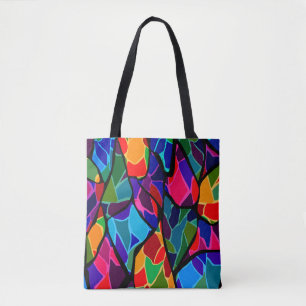 Multi-coloured abstract tote bag
