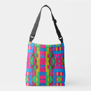 Multi Coloured African Kente Pink Black Lady Desig Crossbody Bag