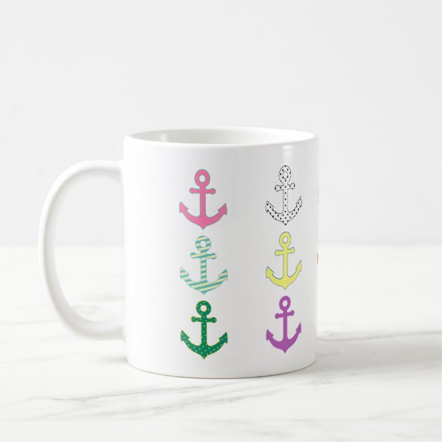 Multi-Coloured Anchors  Coffee Mug (Left)