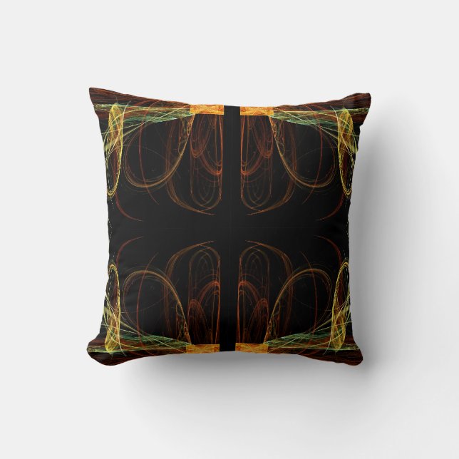 Multi Coloured and Black Abstract Fractal Pillow (Front)