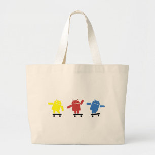 Multi Coloured Android Skateboarder Large Tote Bag