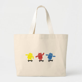 Multi Coloured Android Skateboarder Large Tote Bag