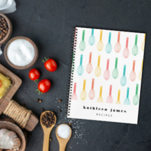 Multi Coloured Balloon Whisk Pattern Recipe Notebook