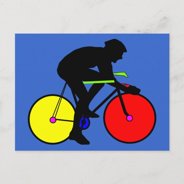 Multi coloured bicycle bike t-shirt postcard (Front)
