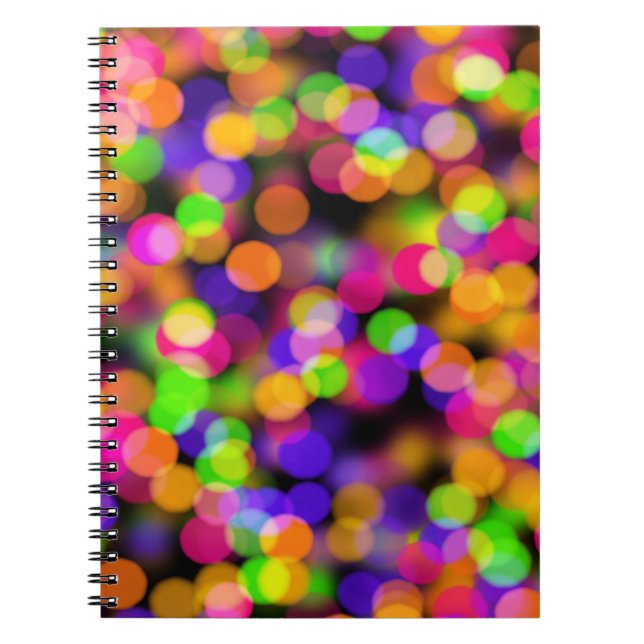 Multi-Coloured Bokeh Lights Notebook (Front)