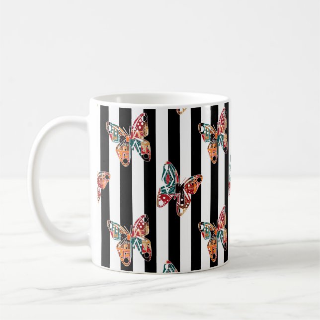 Multi-coloured butterfly coffee mug (Left)