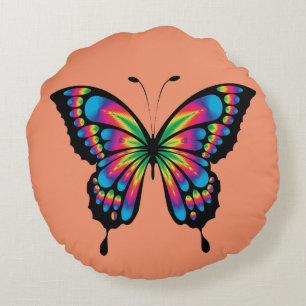 Multi Coloured Butterfly Round Cushion