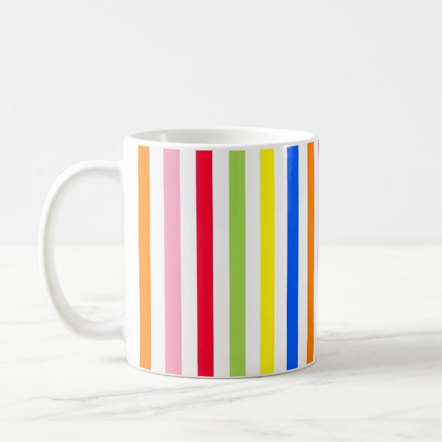 Multi Coloured Candy Stripes Coffee Mug (Left)