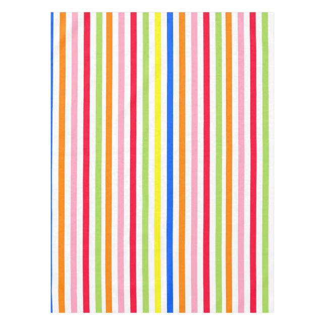 Multi Coloured Candy Stripes Queen Size Tablecloth (Front)