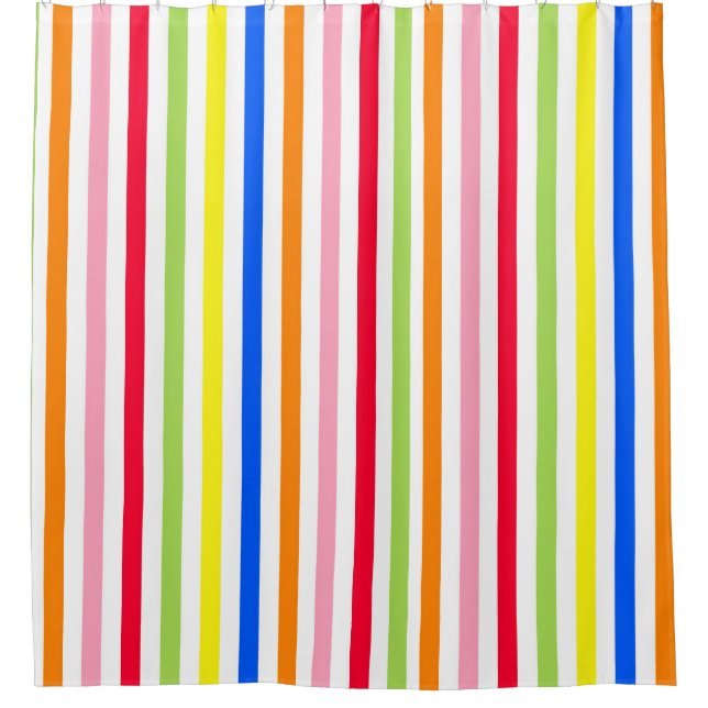 Multi Coloured Candy Stripes Shower Curtain (Front)