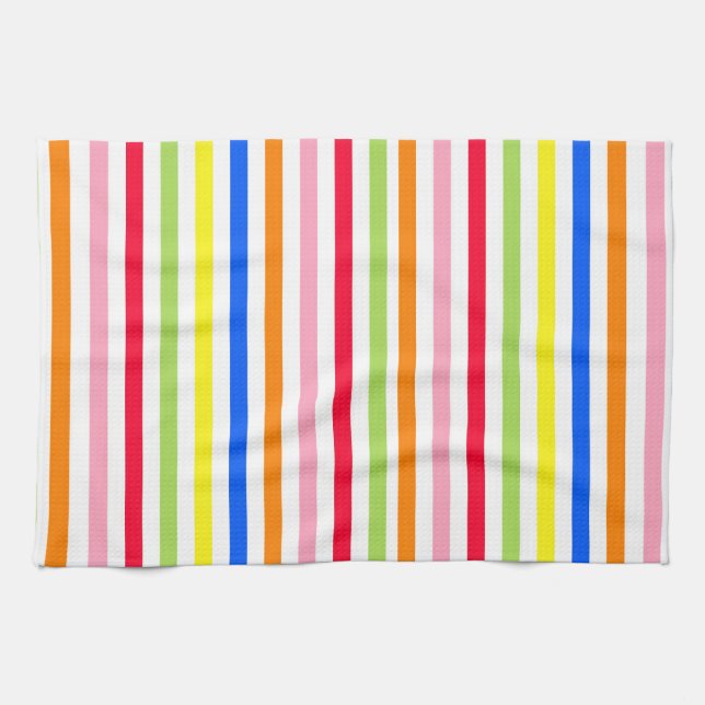Multi Coloured Candy Stripes Tea Towel (Horizontal)