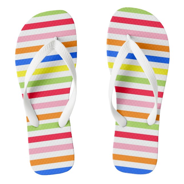 Multi Coloured Candy Stripes Thongs (Footbed)