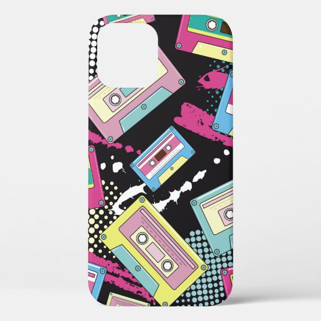 Multi Coloured cassettes on a black background sea Case-Mate iPhone Case (Back)