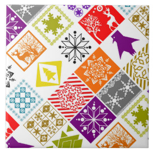Multi-coloured Christmas Ceramic Tile