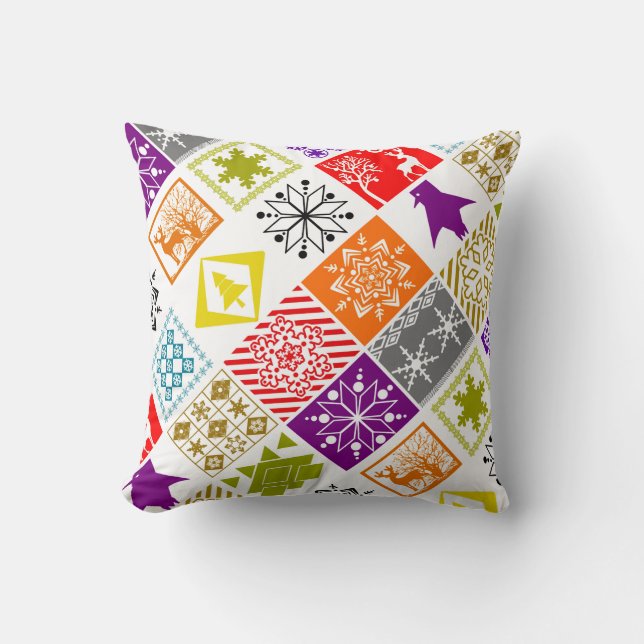 Multi-coloured Christmas Cushion (Front)
