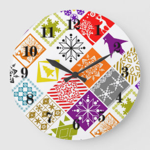 Multi-coloured Christmas Large Clock