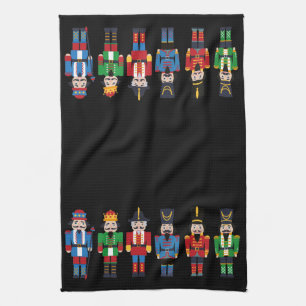 Multi-coloured Christmas Nutcrackers Tea Towel
