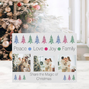 Multi-Coloured Christmas Pagoda Tree 3-Photo Holiday Postcard