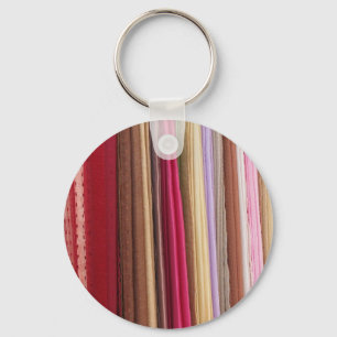 Multi Coloured Cloth Fabric Pattern Key Ring