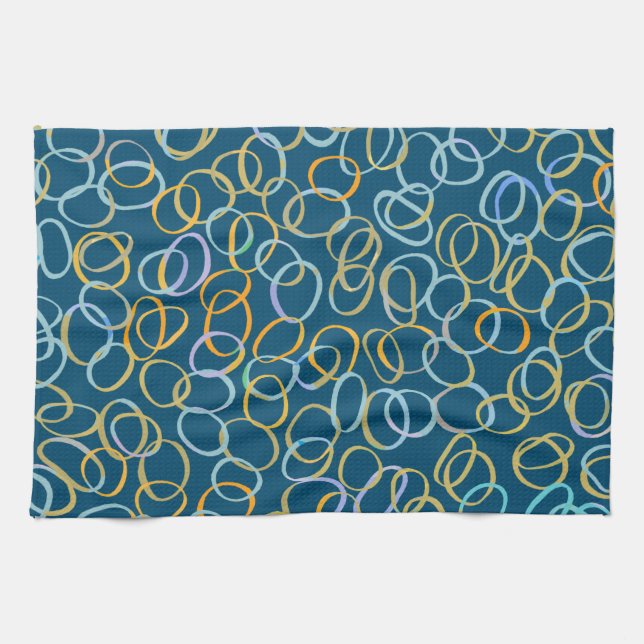 Multi Coloured Cool Abstract Pattern Tea Towel (Horizontal)