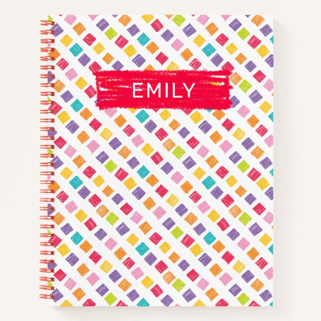 Multi-Coloured Crayon Squares Pattern Notebook (Front)