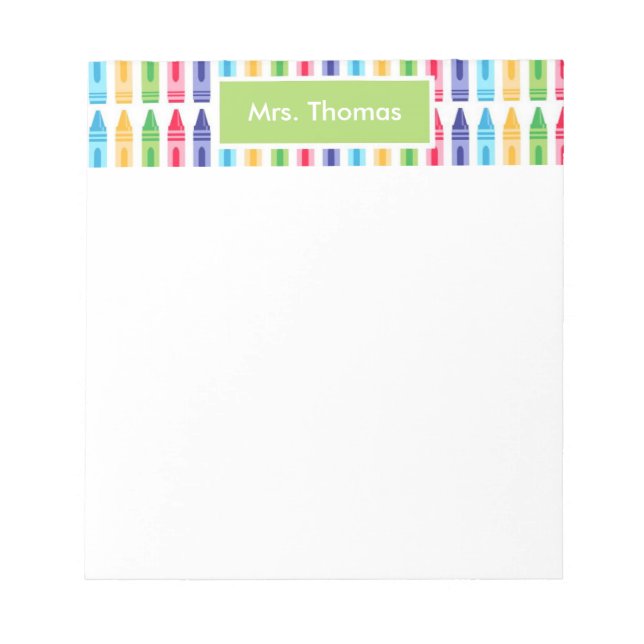 Multi Coloured Crayons Personalised Notepad (Front)