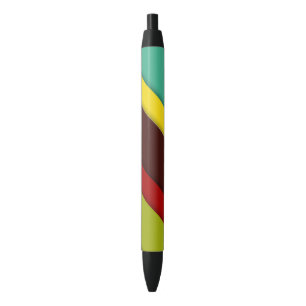 Multi-Coloured Diagonal Stripes Black Ink Pen