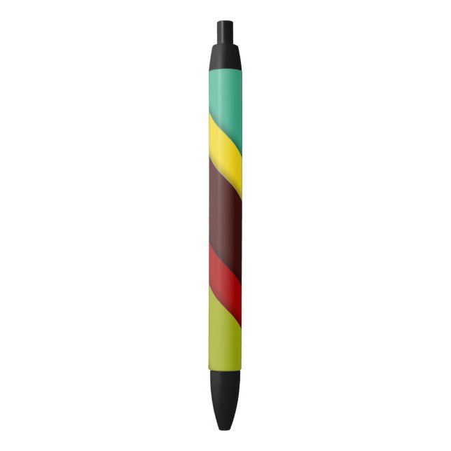 Multi-Coloured Diagonal Stripes Black Ink Pen (Front Vertical)