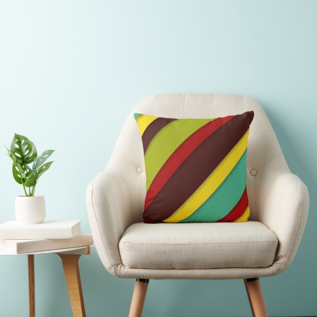 Multi-Coloured Diagonal Stripes Cushion (Chair)