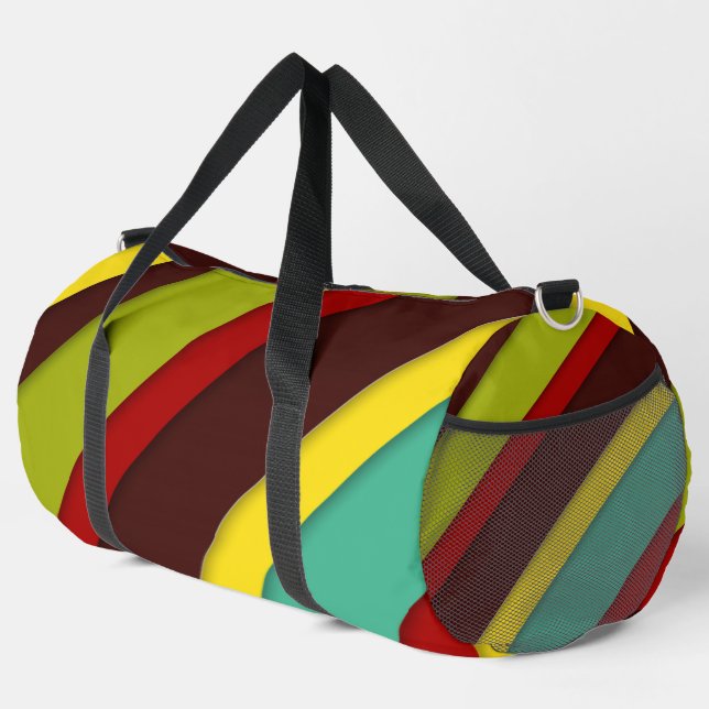 Multi-Coloured Diagonal Stripes Duffle Bag (Right Corner)