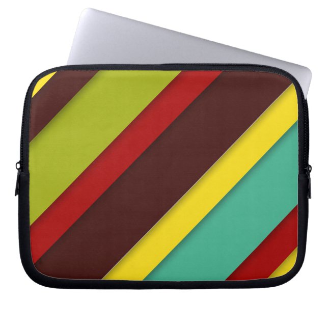 Multi-Coloured Diagonal Stripes Laptop Sleeve (Front)
