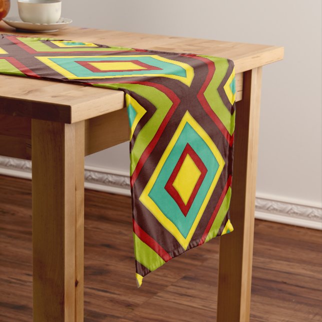 Multi-Coloured Diagonal Stripes Long Table Runner (In Situ)