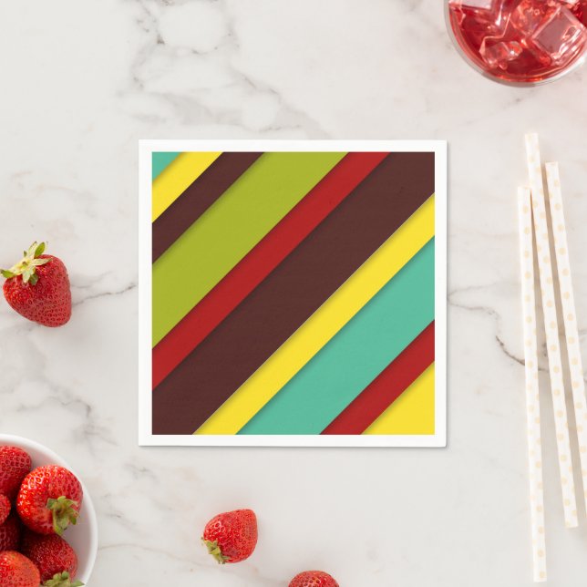Multi-Coloured Diagonal Stripes Napkin (Insitu)