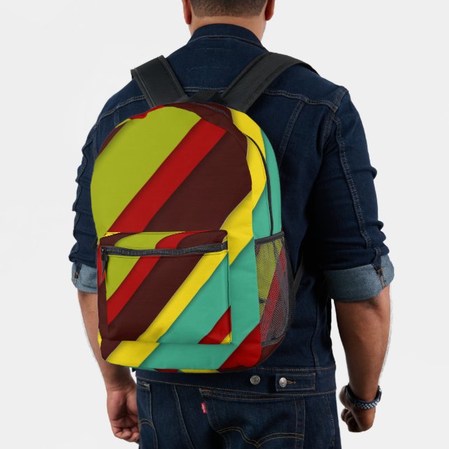 Multi-Coloured Diagonal Stripes Printed Backpack (Insitu (Model))