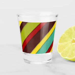 Multi-Coloured Diagonal Stripes Shot Glass