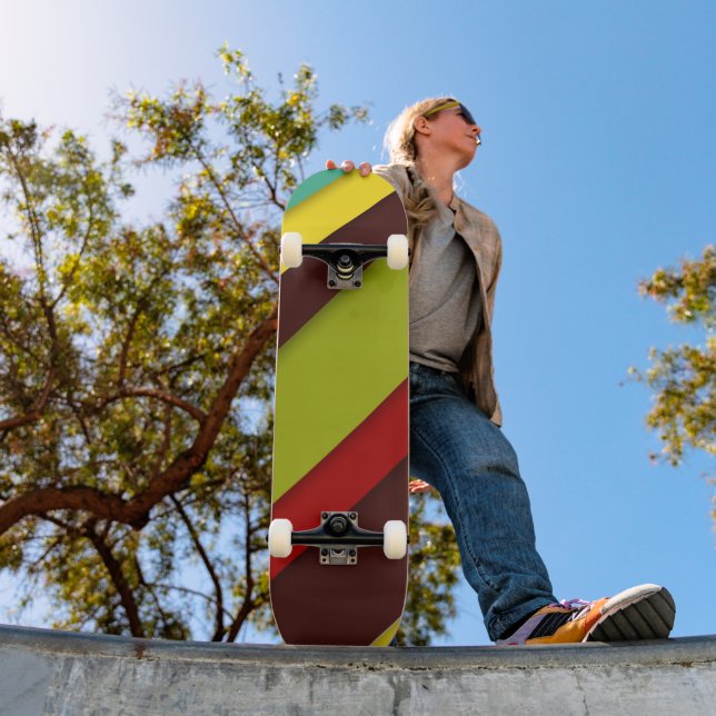Multi-Coloured Diagonal Stripes Skateboard (Outdoor 1)