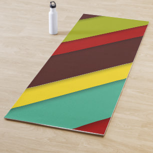Multi-Coloured Diagonal Stripes Yoga Mat