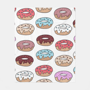 Multi-coloured doughnuts hand drawn seamless patte fleece blanket
